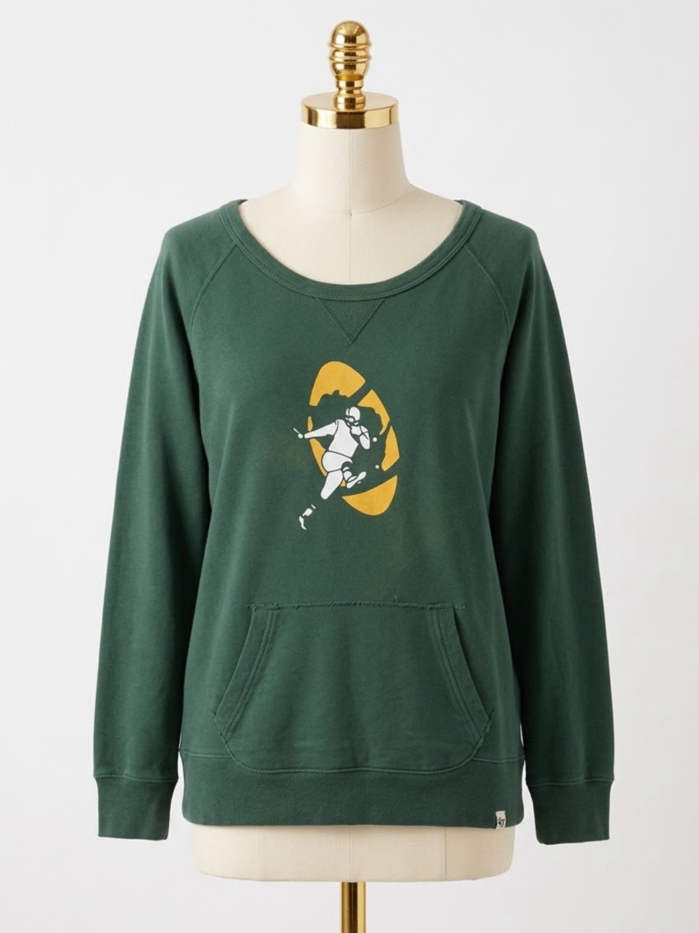 47 Brand Green Bay Packers Sweatshirt Vintage Football Raglan Pocket Pullover XL